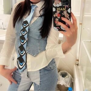 Blue and Black hand painted eye Tie